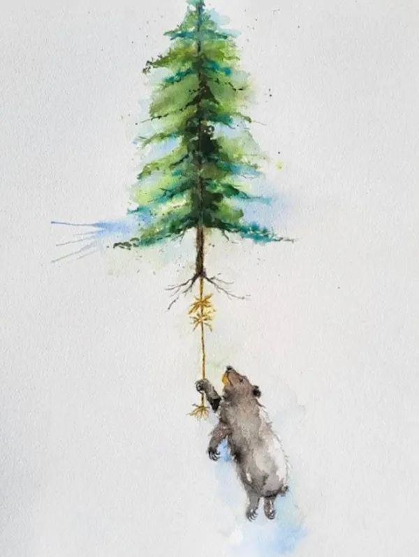 watercolor painting, painting, art paint, paint, conifers