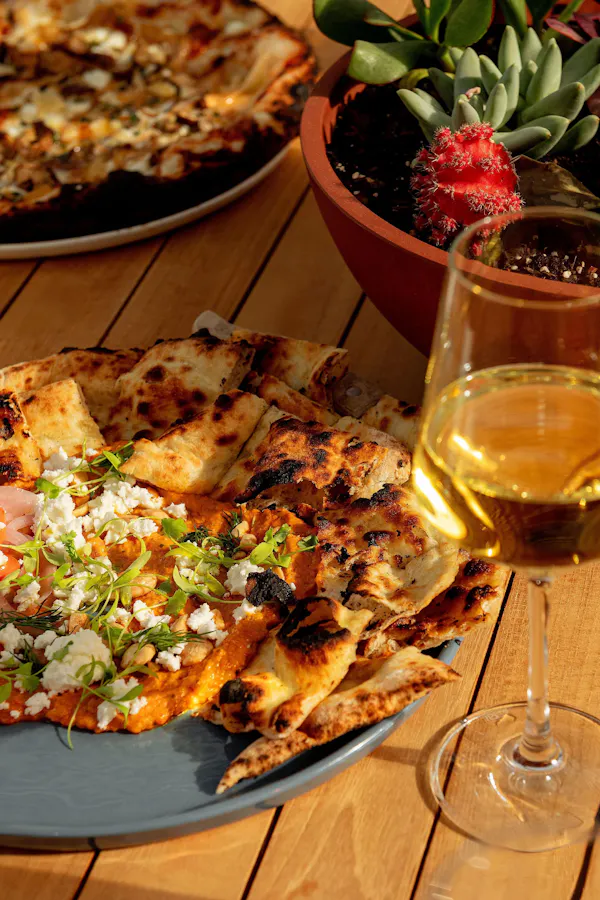 food, pizza, tableware, ingredient, fast food, table