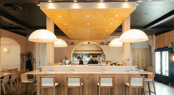 wood, furniture, light fixture, ceiling, lighting, restaurant