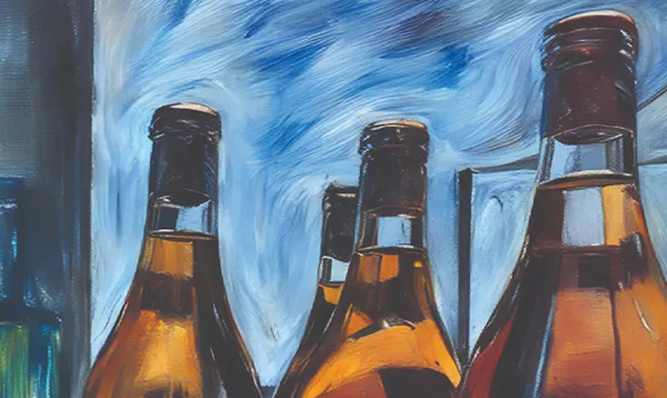 bottle, liquid, glass bottle, alcoholic drink, art paint, drinkware