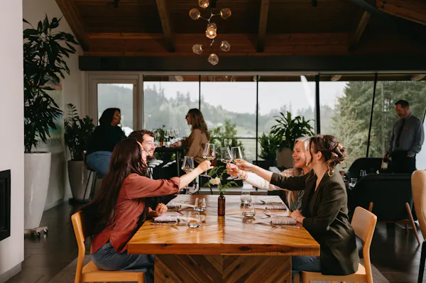 furniture, table, chair, restaurant, conversation, houseplant