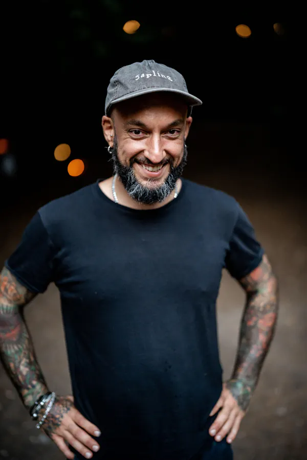 sleeve, tattoo, facial hair, beard, neck, headgear