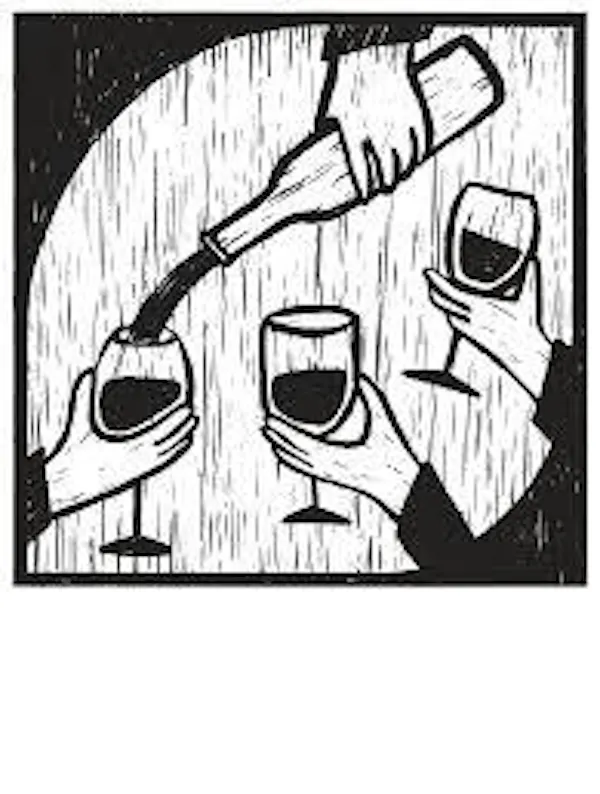 alcoholic drink, drinkware, bottle, drawing, wine, liquor