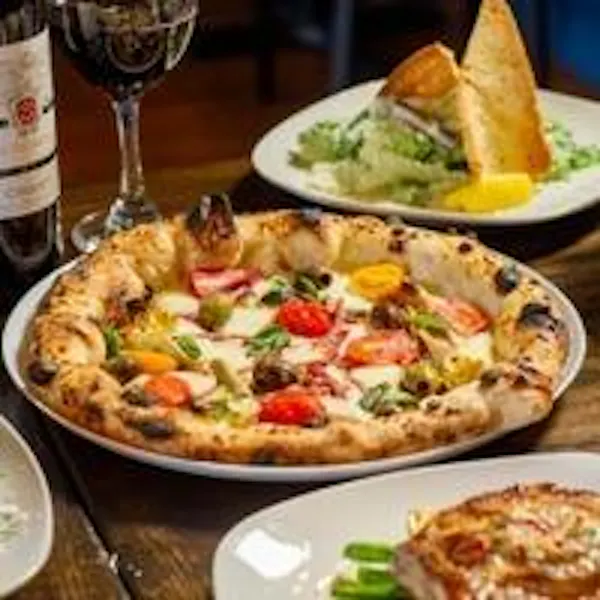 food, pizza, tableware, ingredient, table, dishware