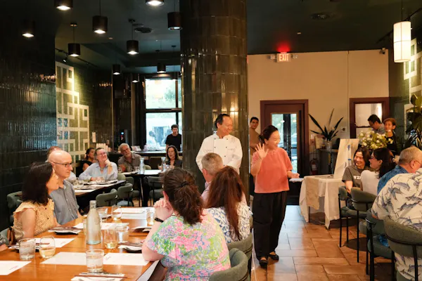 furniture, table, chair, lighting, restaurant, customer