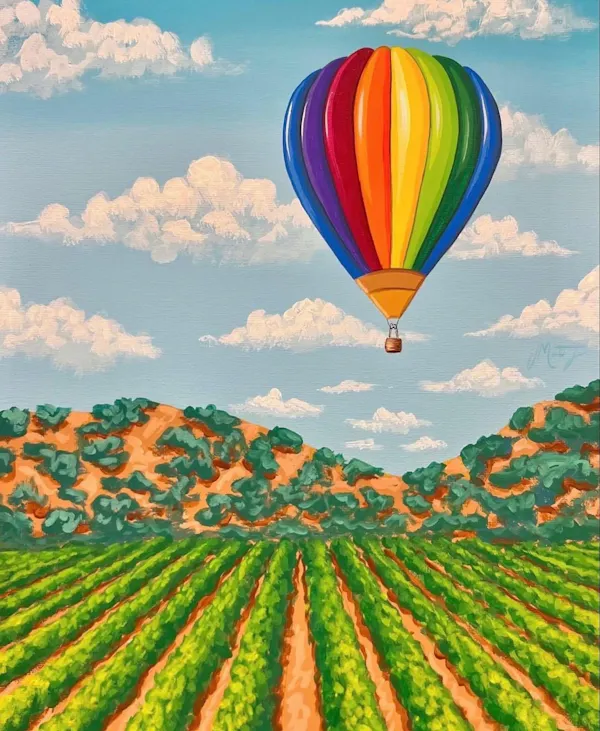 yellow, hot air balloon, hot air ballooning, meadow, aerostat, field