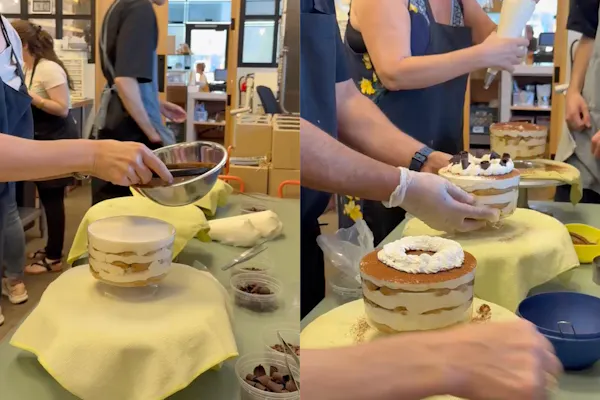 food, cake, ingredient, tableware, hand, dessert