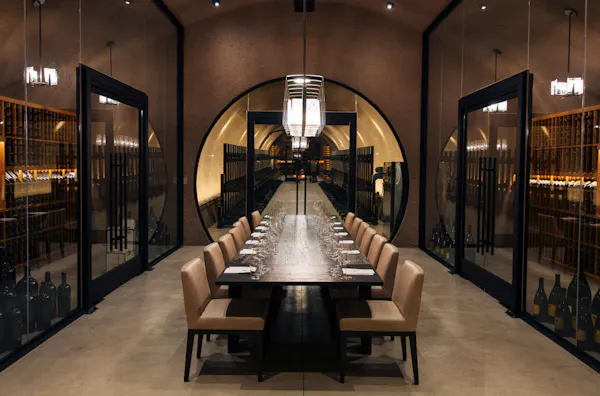 furniture, table, chair, lighting, flooring, symmetry