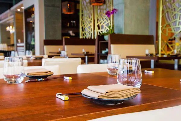 furniture, wood, chair, table, restaurant, lighting