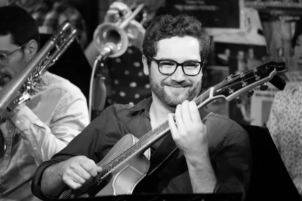 eyewear, glasses, vision care, chordophone, musical instrument, guitarist