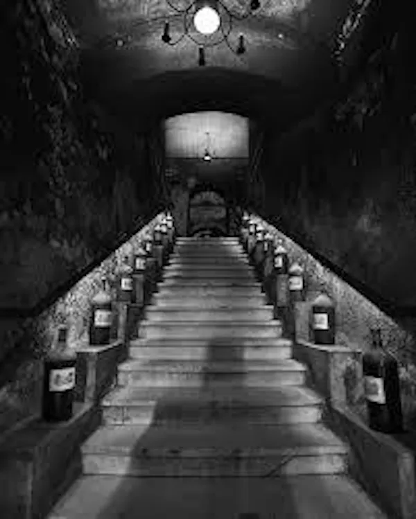 photograph, stairs, lighting, handrail, light fixture, monochrome
