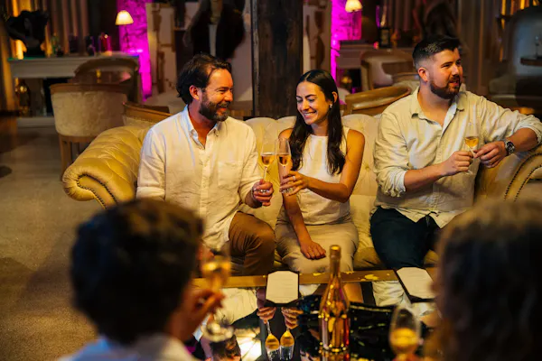 shirt, furniture, lighting, smile, party, happiness