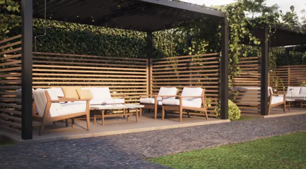 wood, furniture, outdoor furniture, garden, shade, pavilion
