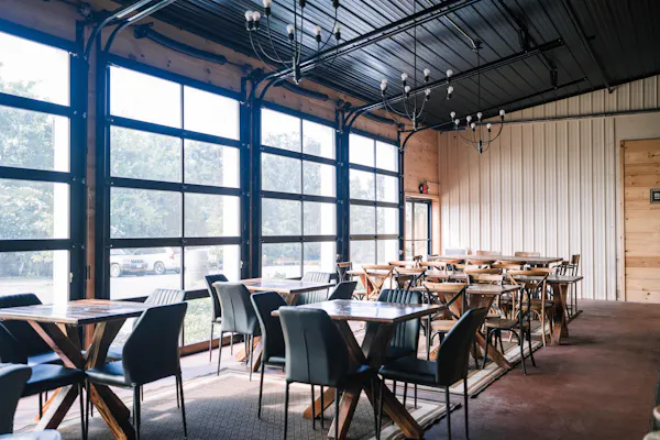 furniture, restaurant, ceiling, hall, chair, kitchen & dining room table