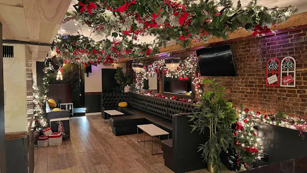christmas decoration, restaurant, decoration, christmas day, light fixture, floral design