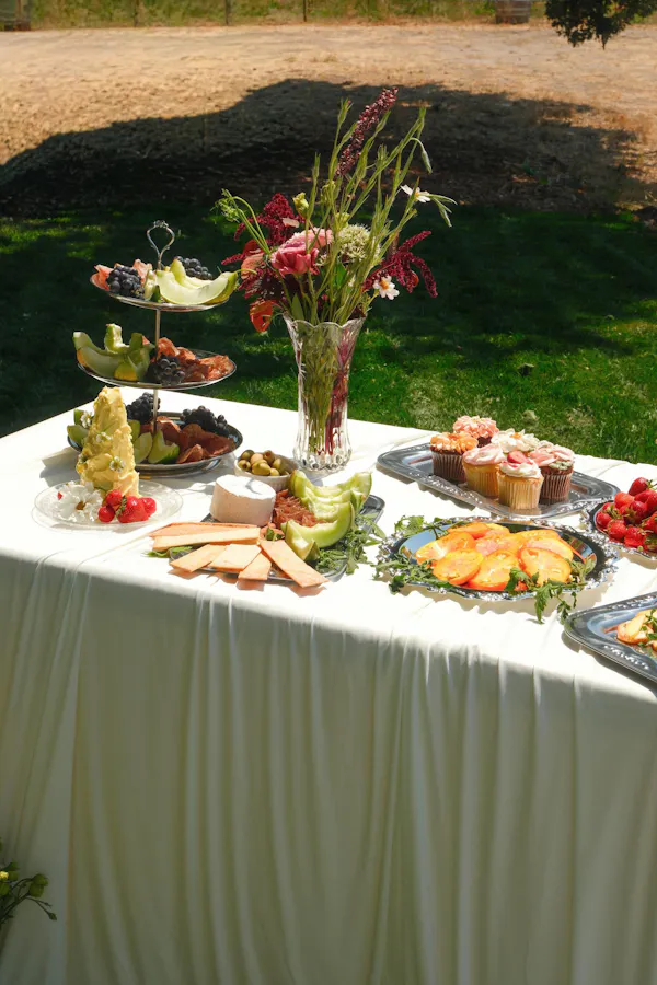 table, tablecloth, food, furniture, tableware, linens