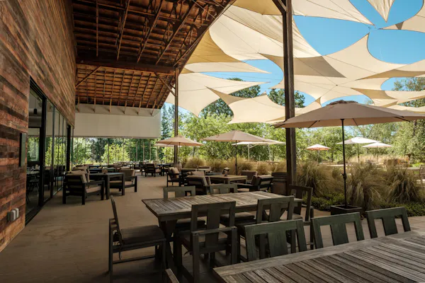 furniture, shade, restaurant, outdoor furniture, chair, outdoor table