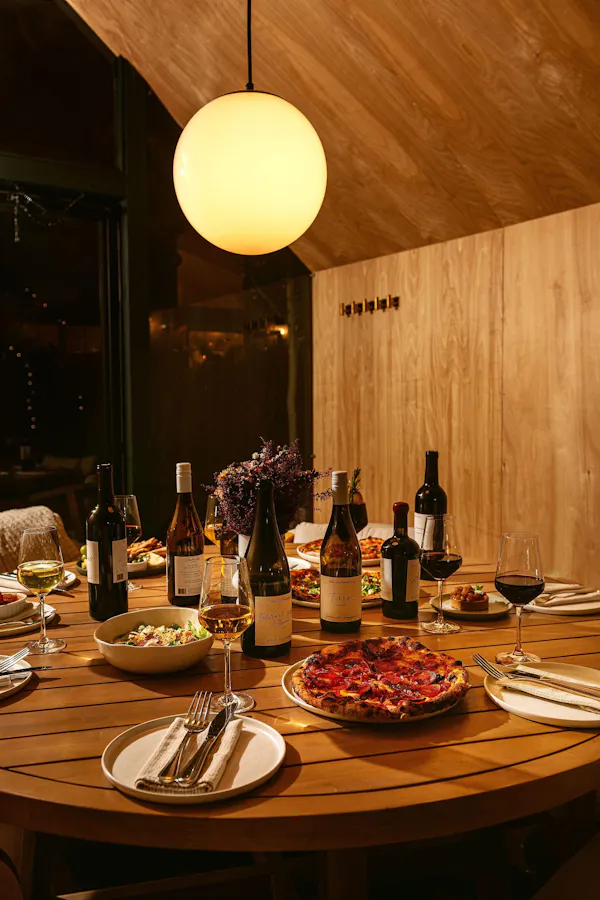 tableware, light fixture, lighting, furniture, table, food