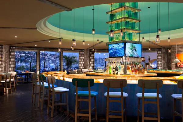 furniture, lighting, restaurant, ceiling, chair, light fixture