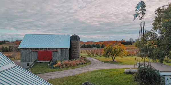 landscape, land lot, rural area, plain, barn, cottage