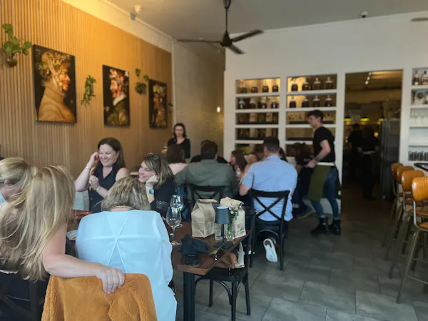 furniture, customer, table, restaurant, chair, barware