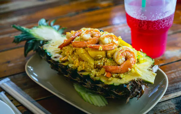 food, ingredient, tableware, produce, pineapple, fruit