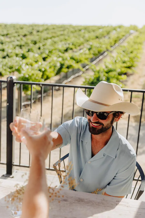 hand, hat, plant, vertebrate, smile, sunglasses