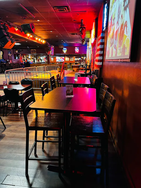 restaurant, logo, display device, bar, chair, electronic signage