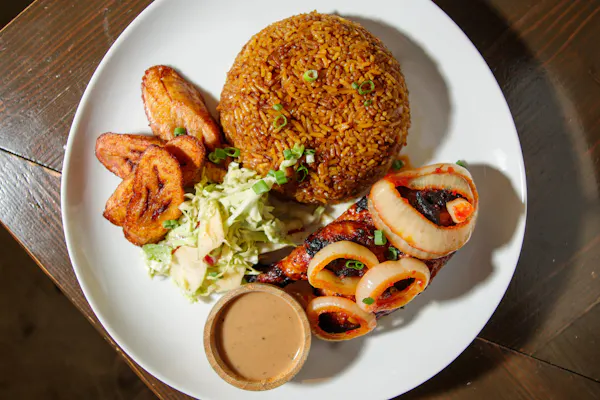 food, ingredient, tableware, jollof rice, produce, vegetable