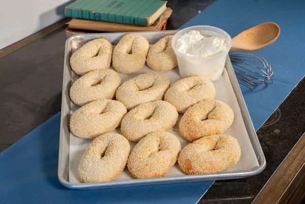 food, bagel, ingredient, doughnut, finger food, dessert