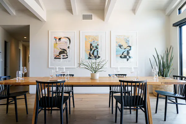 table, plant, furniture, picture frame, azure, building
