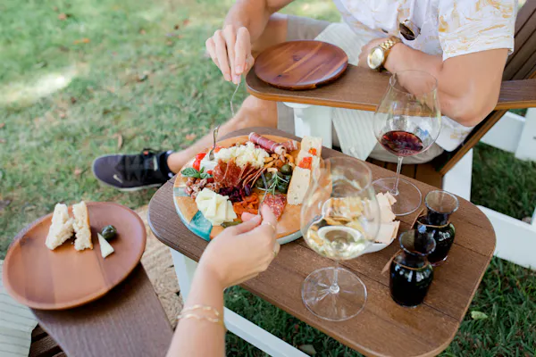 food, tableware, table, furniture, plate, wine glass