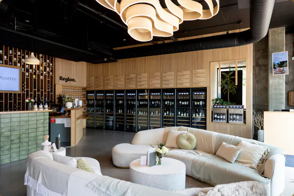 furniture, shelving, shelf, restaurant, light fixture, chair