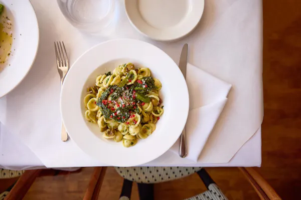 food, tableware, ingredient, pasta, dishware, plate