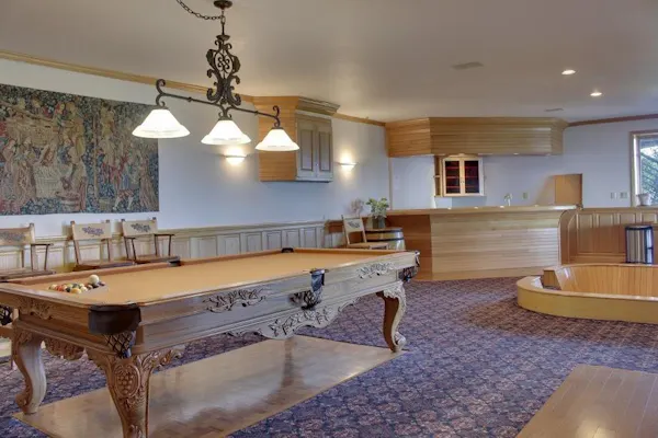 flooring, wood, floor, pool, billiard table, light fixture