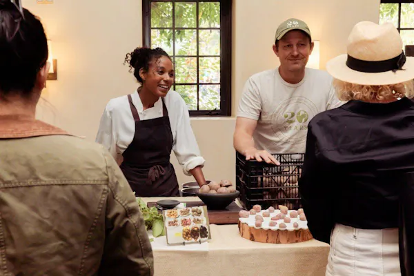 clothing, head, food, sharing, cap, cooking
