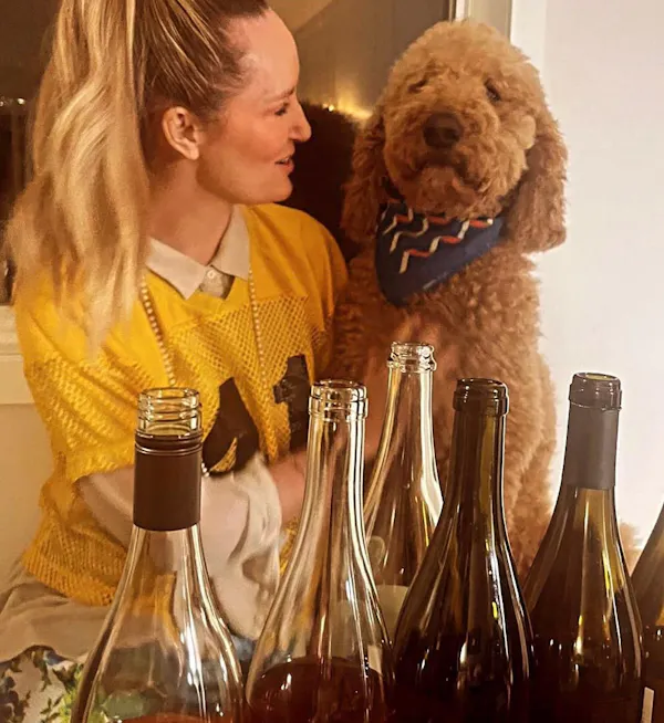bottle, dog, alcoholic drink, glass bottle, drinkware, wine bottle