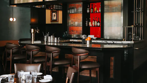 furniture, bar, barware, table, bar stool, lighting