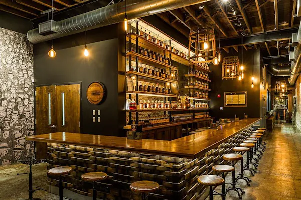 drinking establishment, furniture, barware, wood, building, shelf