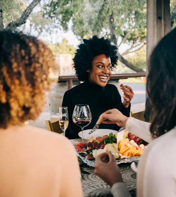smile, jheri curl, food, tableware, happy, interaction