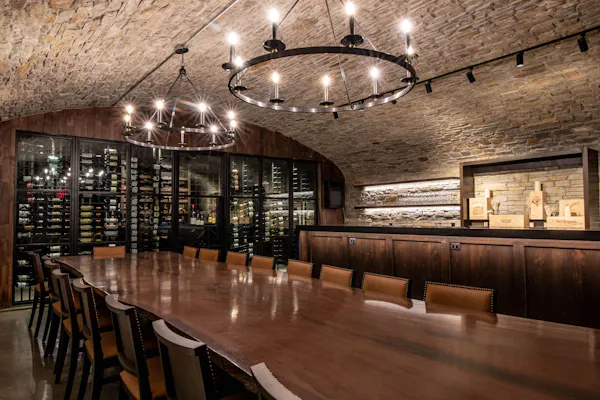 furniture, lighting, flooring, ceiling, light fixture, wine cellar
