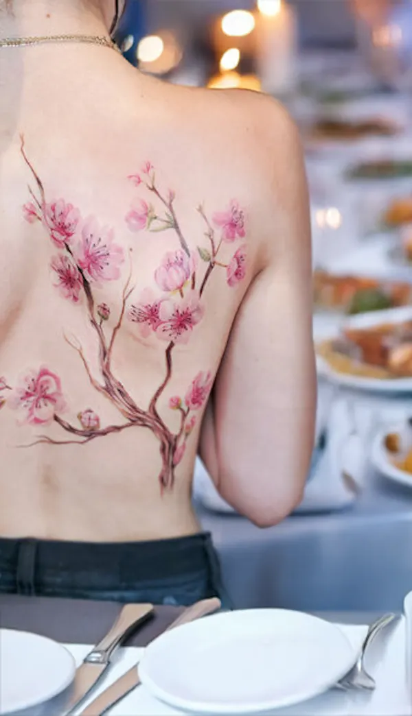 tattoo, petal, human back, blossom