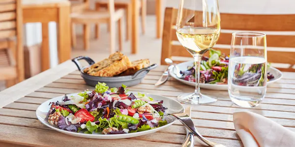 food, tableware, salad, ingredient, table, drinkware