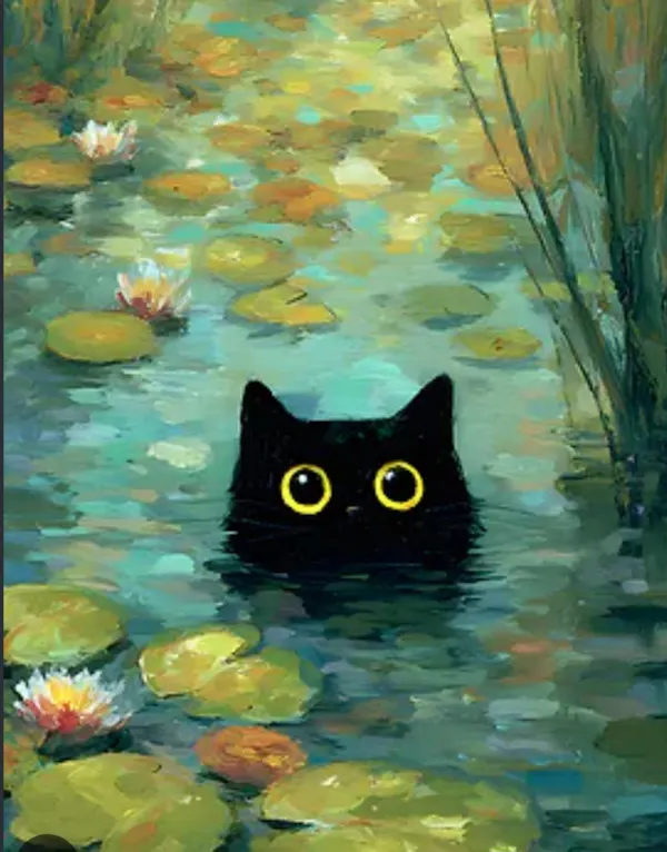 cat, black cat, felidae, felinae, paint, art paint