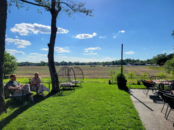 sky, grass, furniture, outdoor furniture, summer, landscape