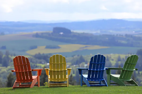 blue, furniture, outdoor furniture, grassland, chair, lawn