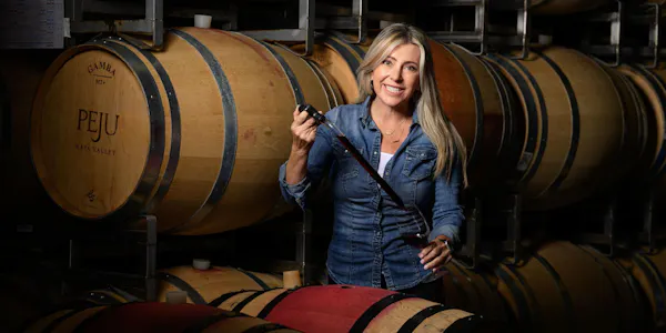 smile, barrel, winery, people in nature, denim, blond