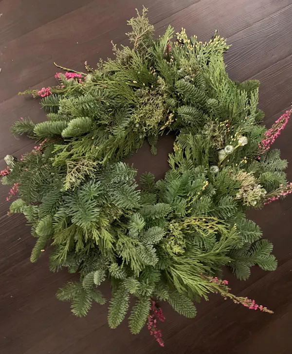 wreath, christmas decoration, natural material, conifers, christmas day, floral design