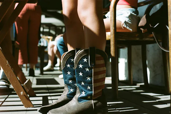flag of the united states, denim, cowboy boot