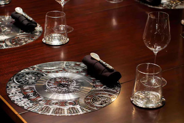 tableware, serveware, drinkware, dishware, tablecloth, cutlery